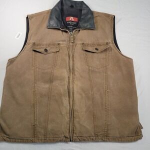 KAKADU Traders Australia Kelly Concealed Carry Canvas Vest Leather Trim Size Lg